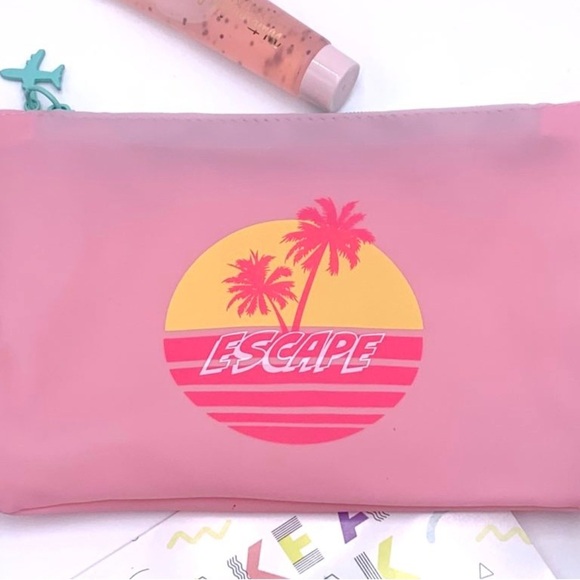 3/$10 Ipsy Glam Bag New July 2020 Take a Break Escape Frosted Pink Teal Airplane - Picture 10 of 10